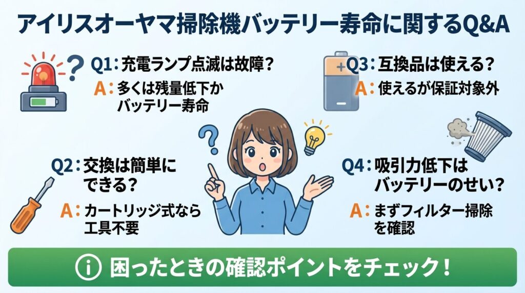 アイリスオーヤマ掃除機バッテリー寿命に関するQ&A