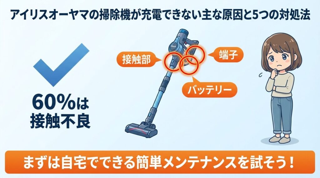 アイリスオーヤマの掃除機が充電できない主な原因と5つの対処法
