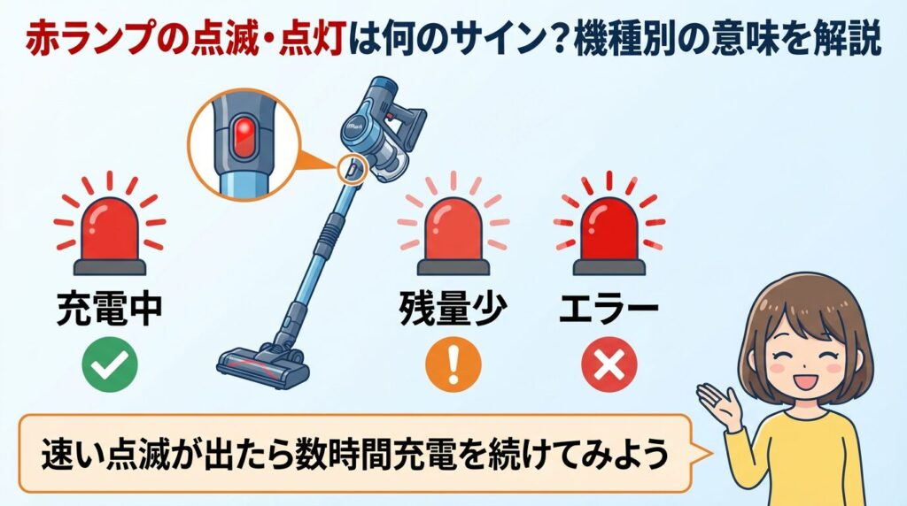 赤ランプの点滅・点灯は何のサイン？機種別の意味を解説