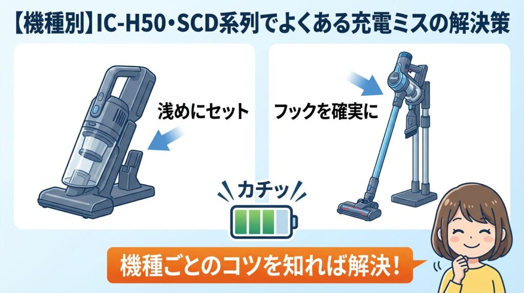 【機種別】IC-H50・SCD系列でよくある充電ミスの解決策