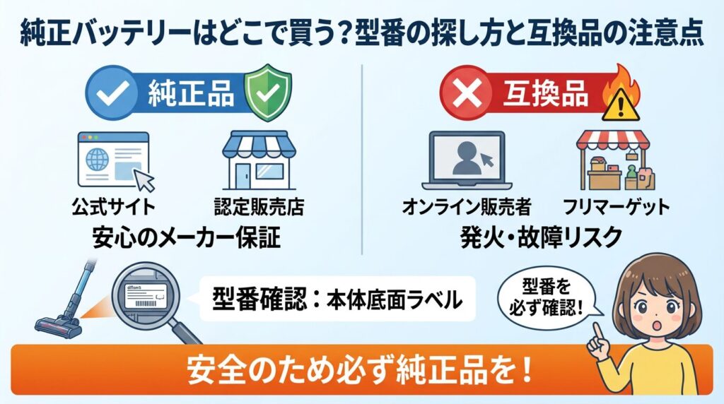 純正バッテリーはどこで買う？型番の探し方と互換品の注意点