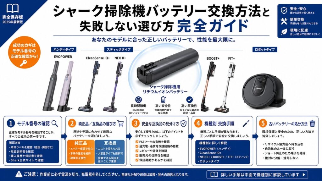 シャーク掃除機のバッテリー寿命と交換方法｜全機種対応ガイド | Power