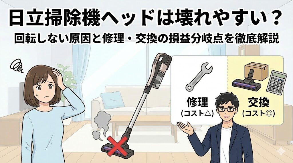 日立掃除機ヘッドは壊れやすい？回転しない原因と修理・交換の損益分岐点を徹底解説