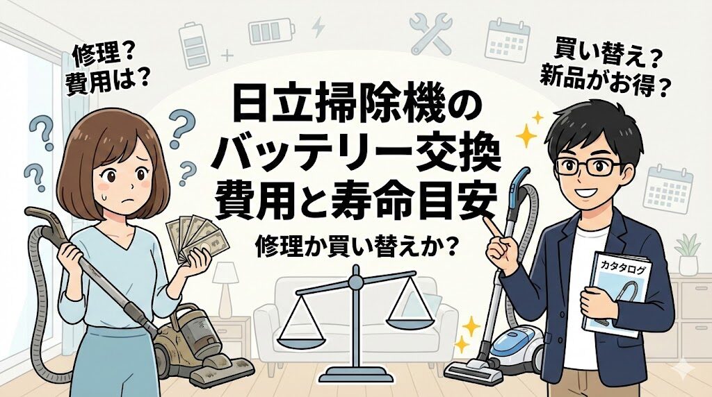 日立掃除機のバッテリー交換費用と寿命目安|修理か買い替えか?