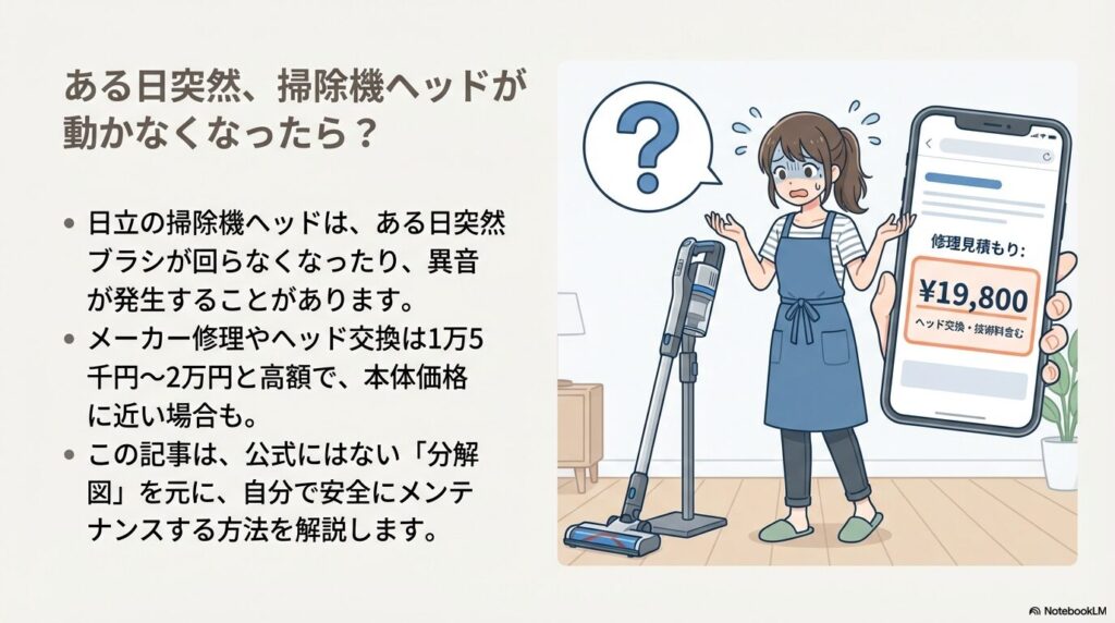 日立掃除機ヘッド分解図と内部構造|型番別の適合一覧
