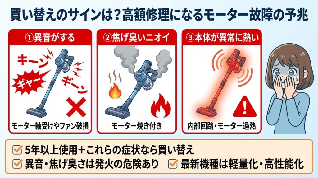 買い替えのサインは?高額修理になるモーター故障の予兆