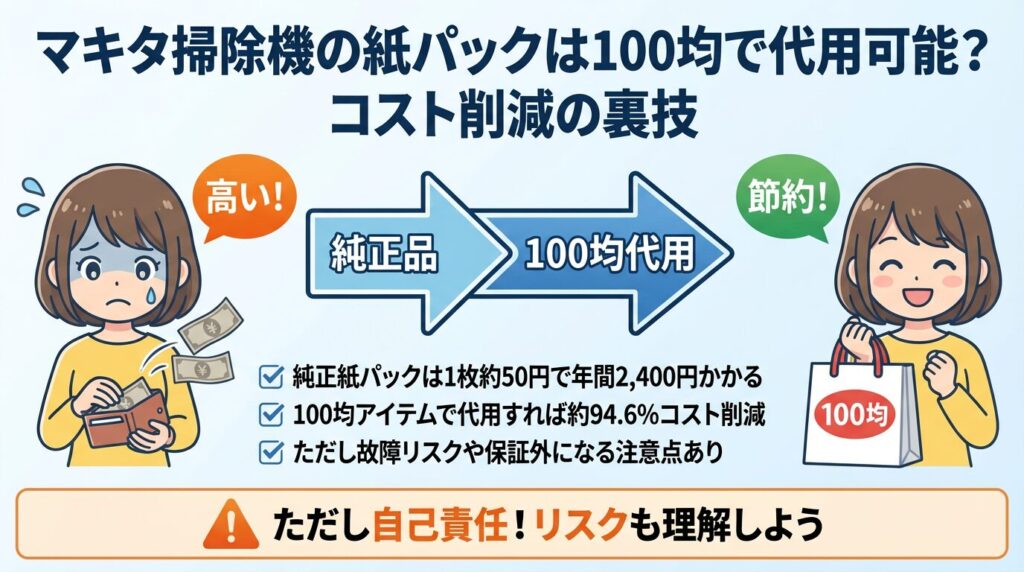 マキタ掃除機の紙パックは100均で代用可能？コスト削減の裏技