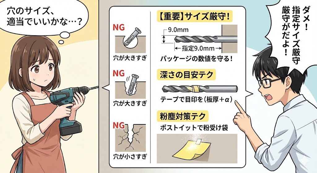 ドリルを使った正しい下穴サイズの空け方