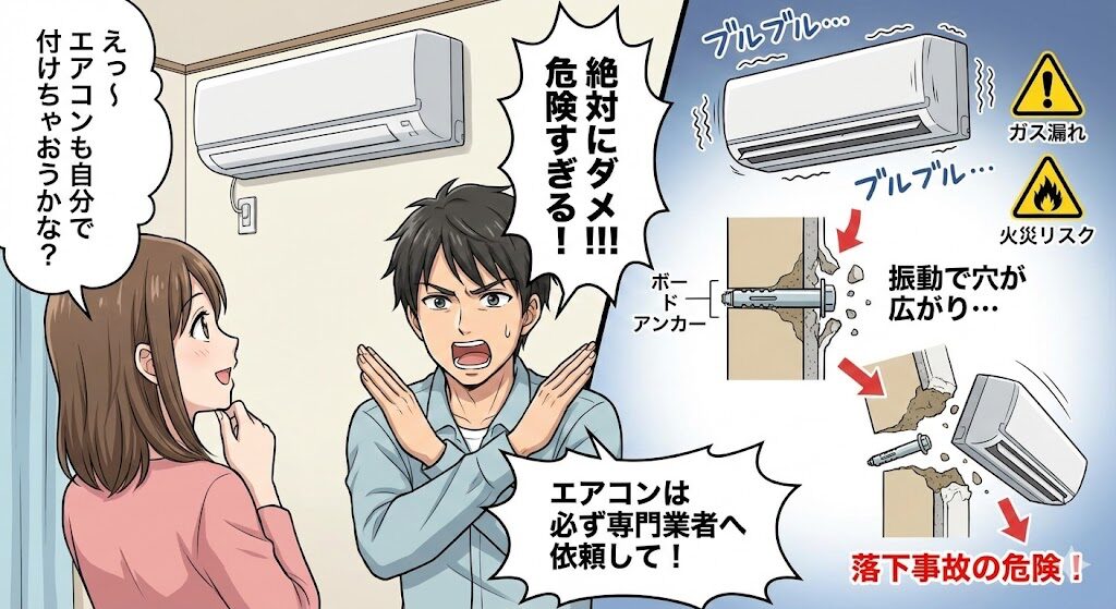 エアコン設置におけるボードアンカー運用の注意点