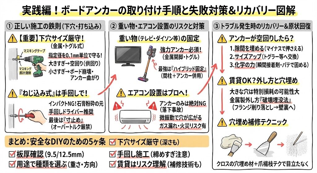 失敗しない壁にネジを打つボードアンカーの使い方と実例
