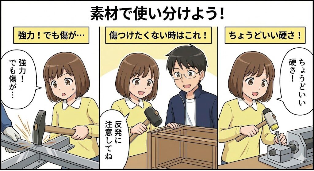 鉄やゴムなどヘッド素材の特性