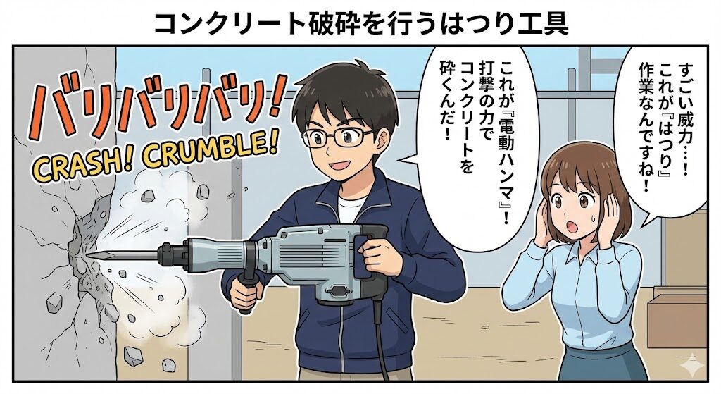 コンクリート破砕を行うはつり工具