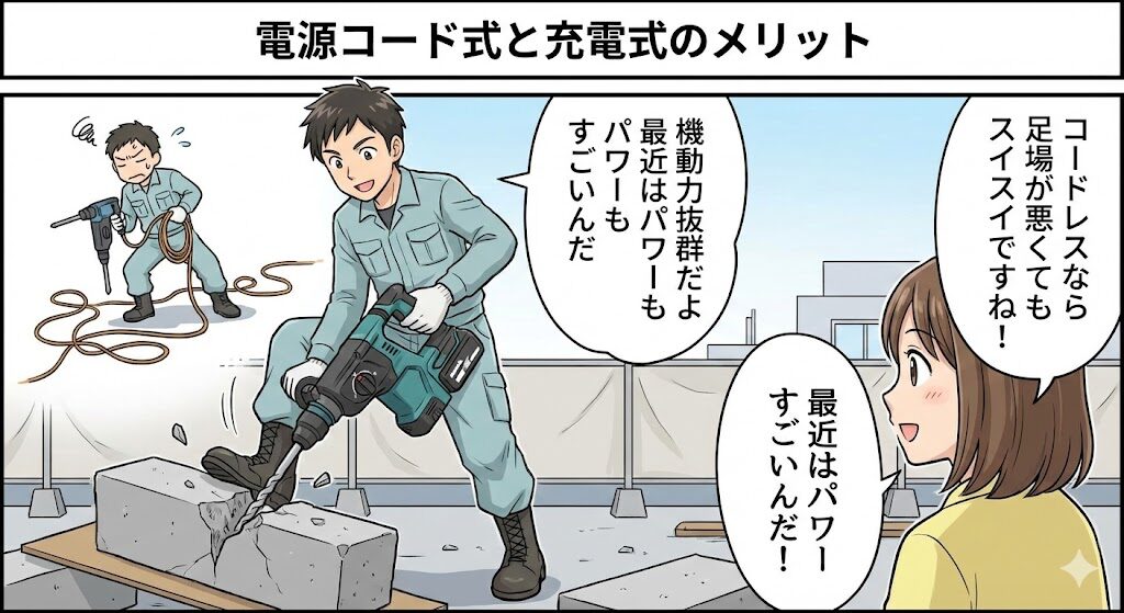 電源コード式と充電式のメリット