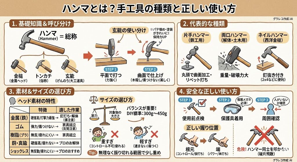 ハンマとは?手工具の種類と正しい使い方