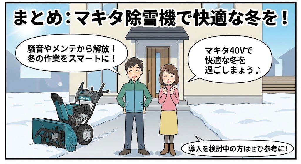 マキタ除雪機40Vで冬の作業を快適にするまとめ
