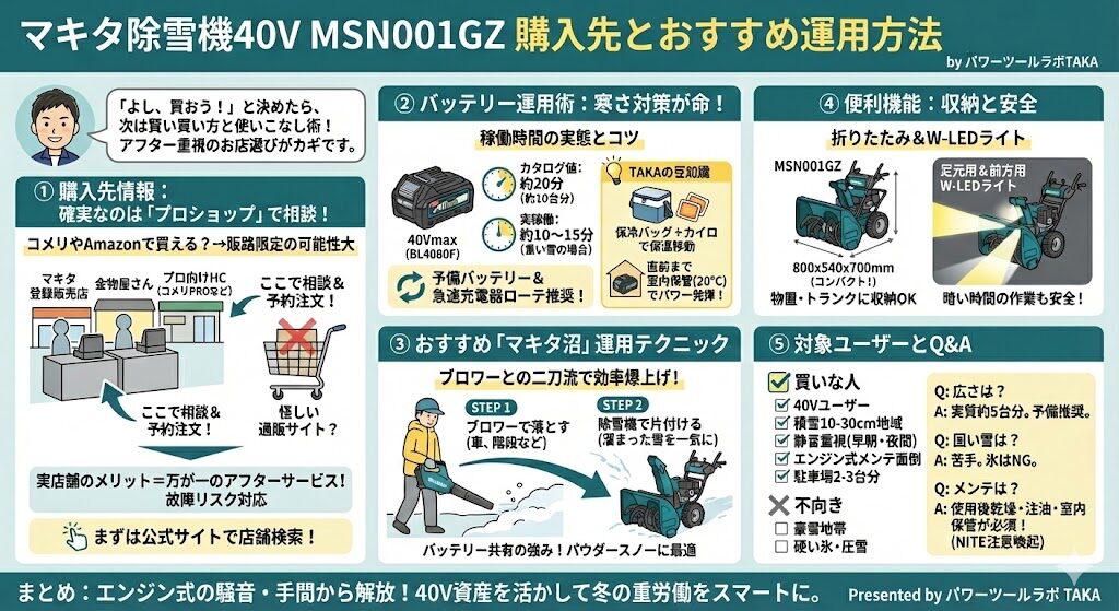 マキタ除雪機40Vの購入先とおすすめ運用方法