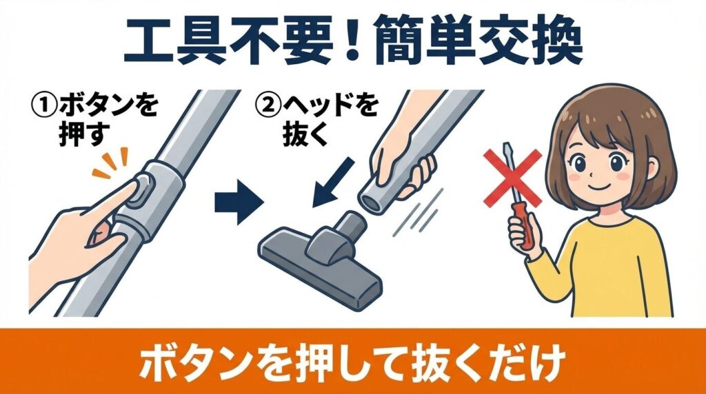 誰でも簡単！ヘッド（吸口）とホースの取り外し・交換方法
