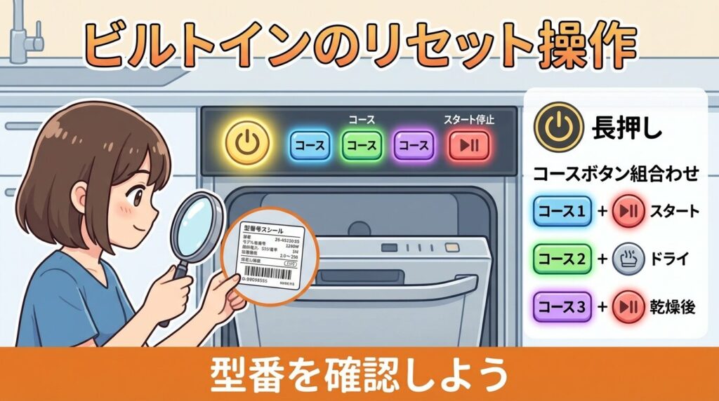 ビルトイン型：機種・年代別のリセットボタン操作一覧