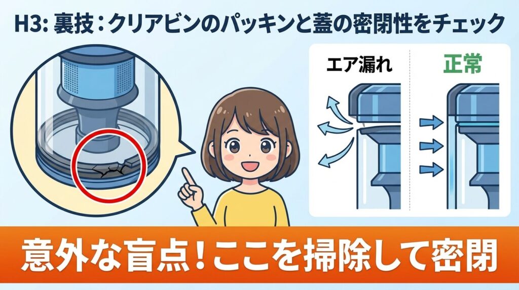 裏技：クリアビンのパッキンと蓋の密閉性をチェック