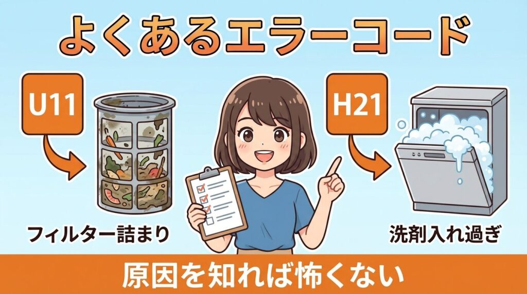 頻出エラーコード（U11・H21等）の意味と自力対処法