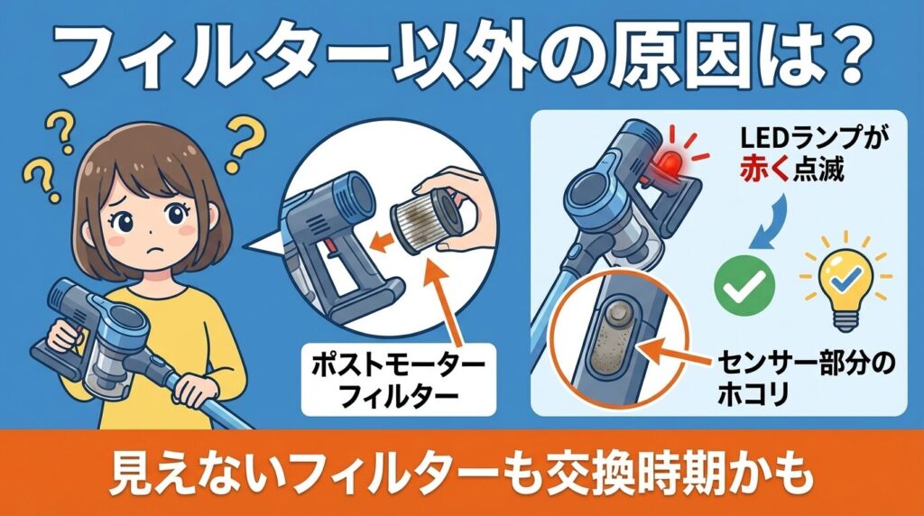 フィルターを洗っても吸わない・ランプが点滅する場合