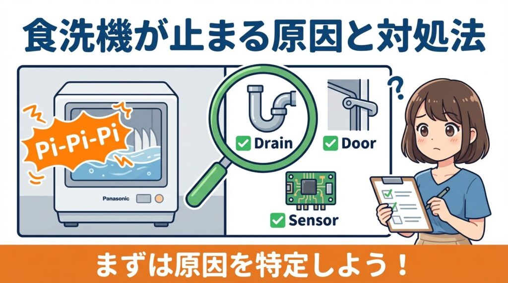 パナソニック食洗機が途中で止まる原因と対処法