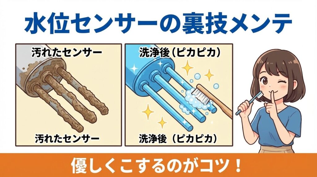 水位センサーの汚れと裏技メンテ