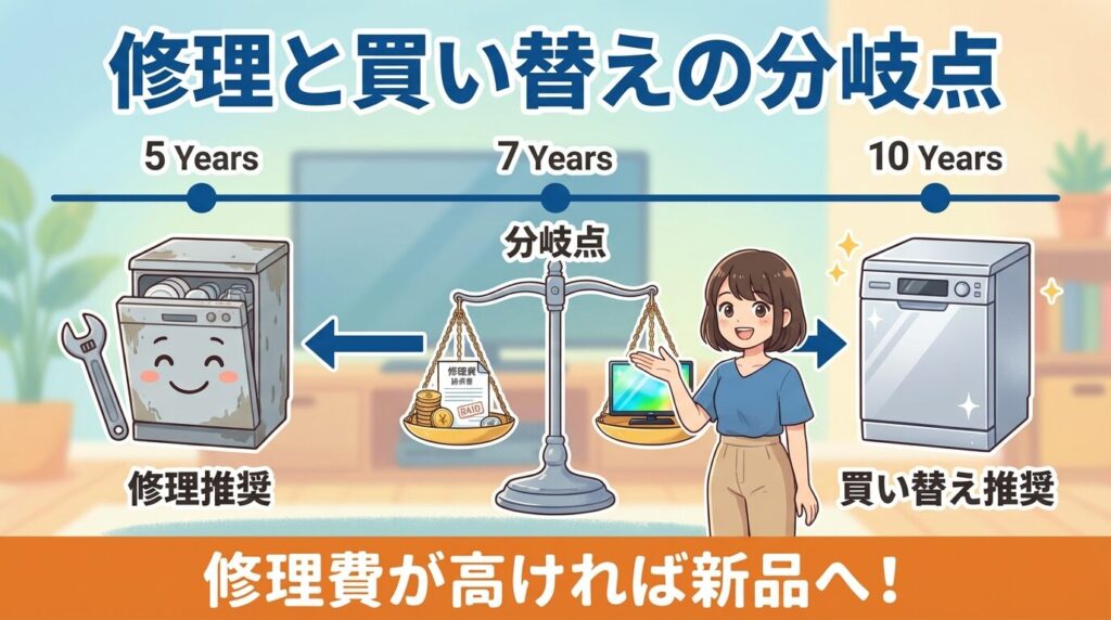 修理代金と年数の損益分岐点