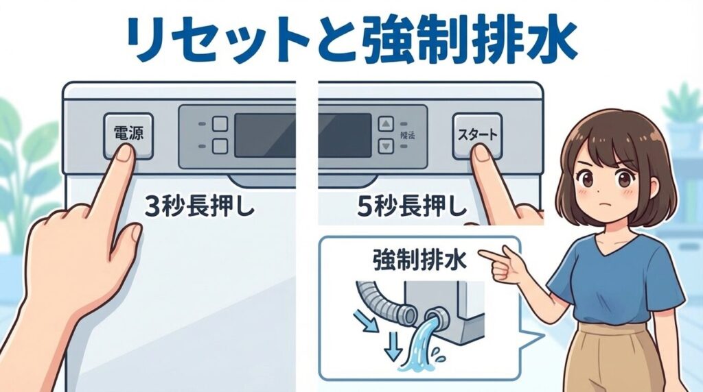 機種別リセットと強制排水の手順