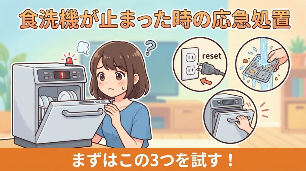 パナソニック食洗機が途中で止まる時の応急処置（対処法）