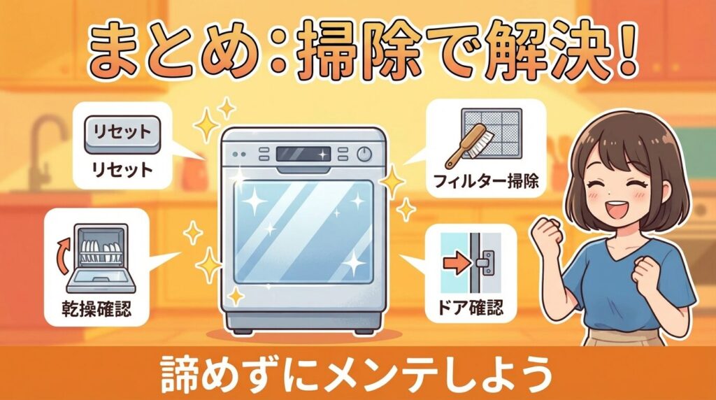 まとめ：パナソニック食洗機が途中で止まる原因は掃除で直る！