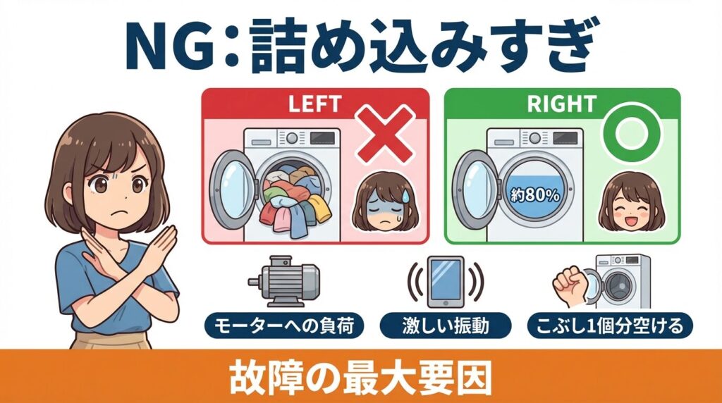 容量オーバーによる詰め込みすぎ