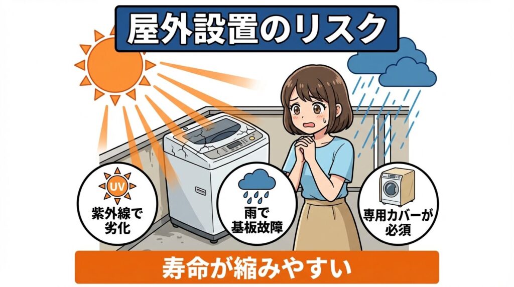 屋外設置による経年劣化の加速