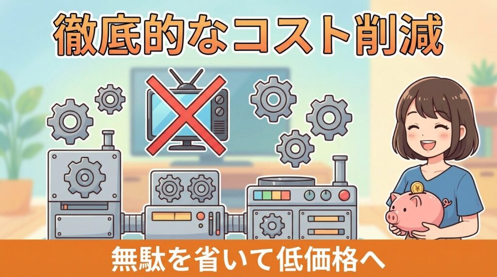 徹底的なコスト削減：部品共通化と広告費の抑制