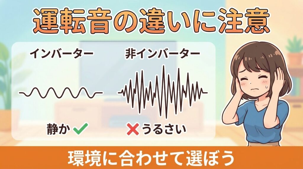 静音性のリアル：インバーター非搭載モデルの運転音