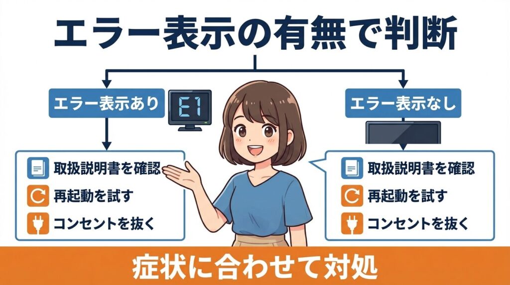 エラー表示の有無で変わる！症状別の正しい直し方