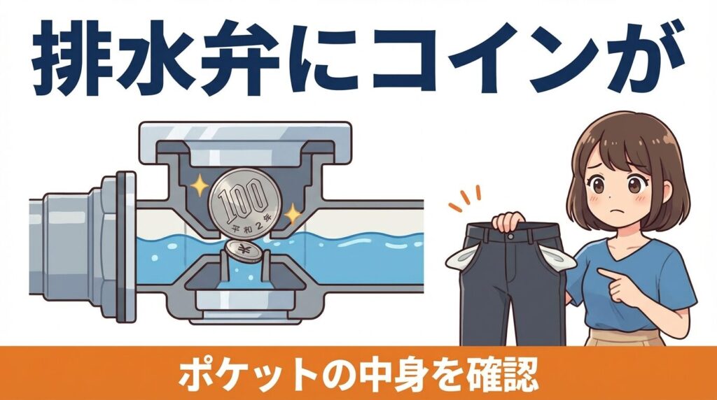 排水弁の不具合とコインなどの異物混入