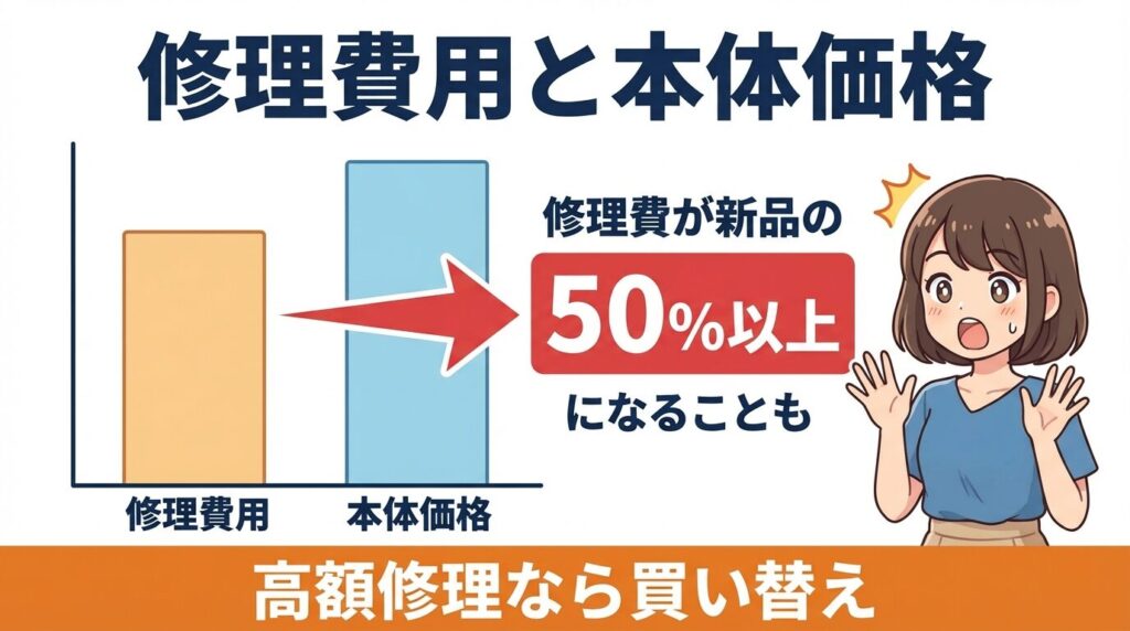 メーカー修理の費用相場と本体価格の比較