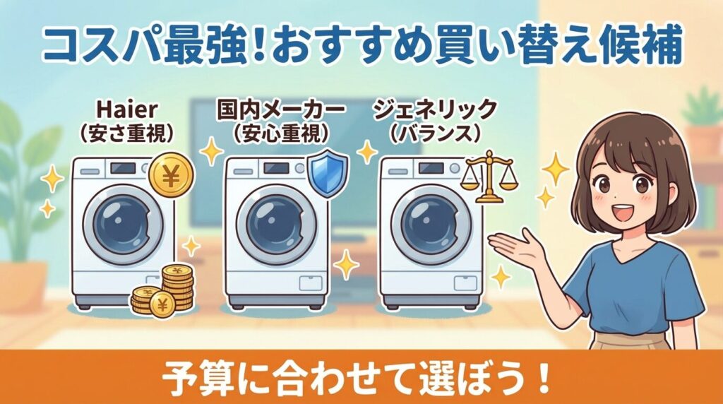 おすすめの買い替え候補：コスパ最強の洗濯機3選