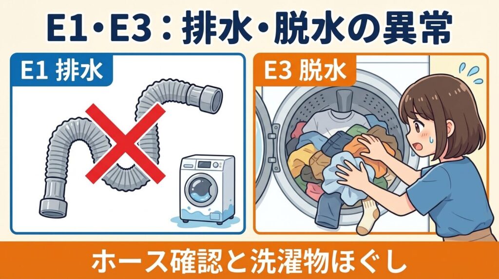 E1・E3（排水できない・脱水異常）の対処
