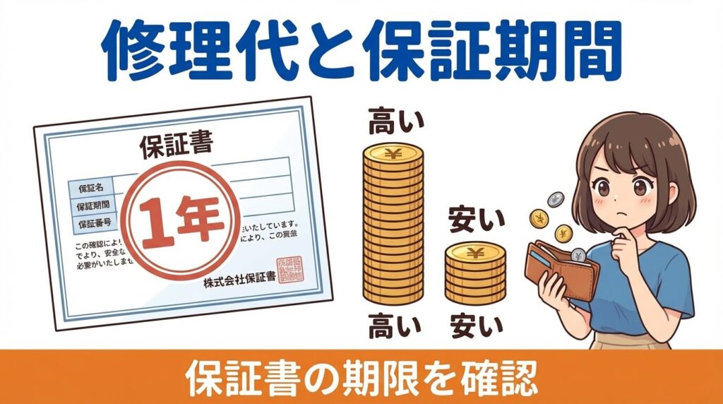 修理代の目安とメーカー保証期間の確認