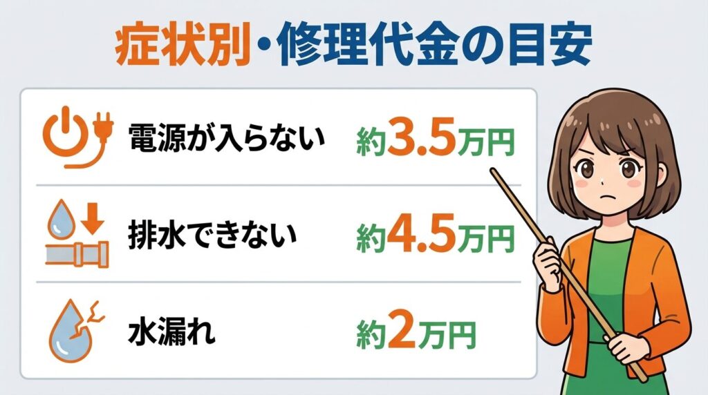 【料金表】症状別・修理代金の目安と内訳