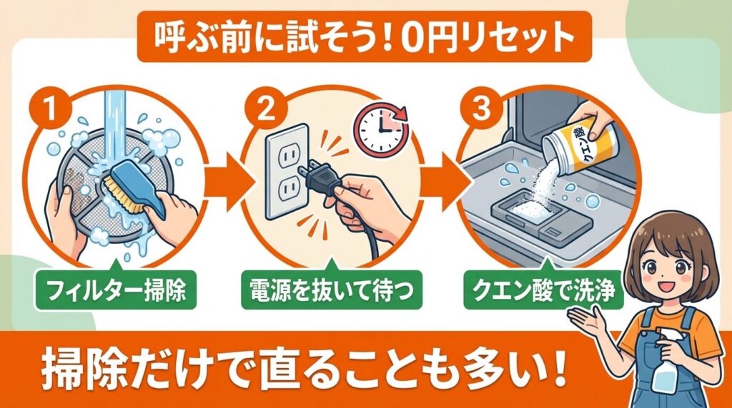 修理を呼ぶ前に試すべきリセットと掃除方法