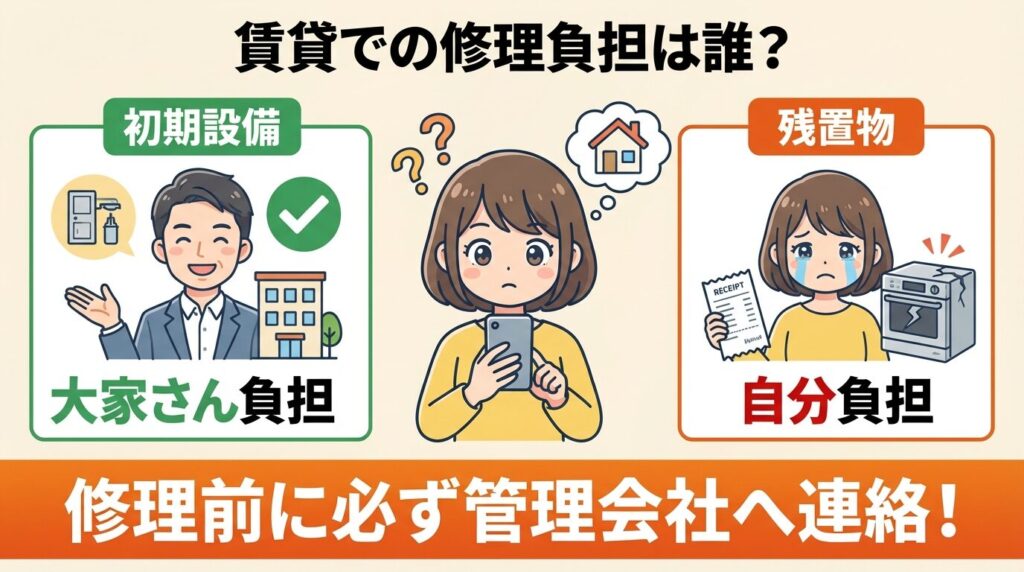 賃貸や分譲での修理費用負担と連絡先