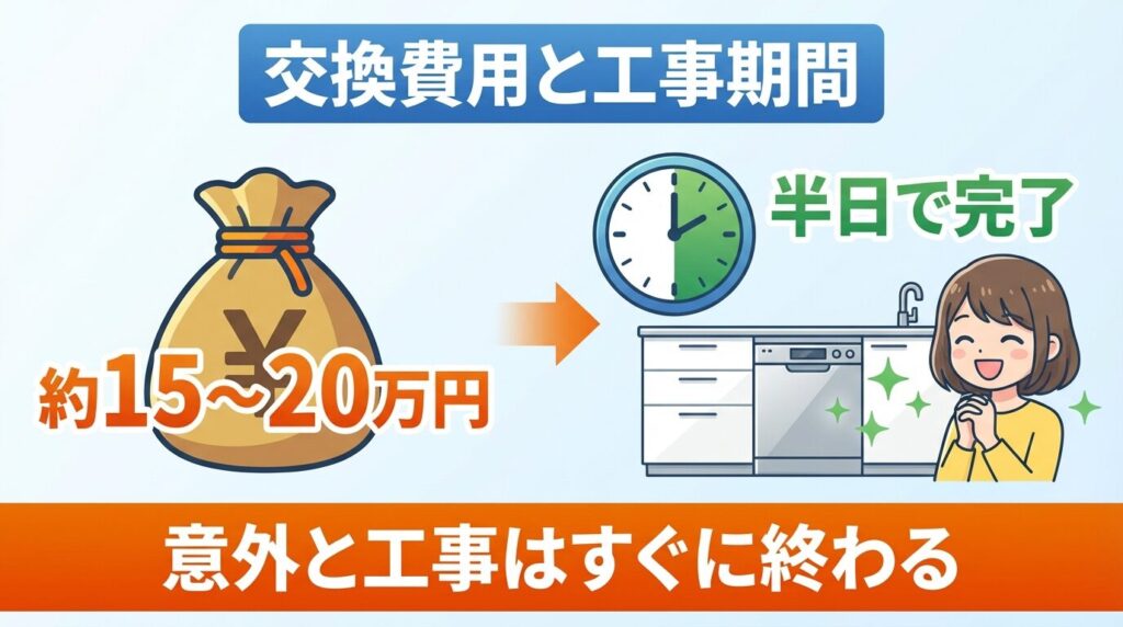 ビルトイン食洗機の交換費用と工事期間の目安