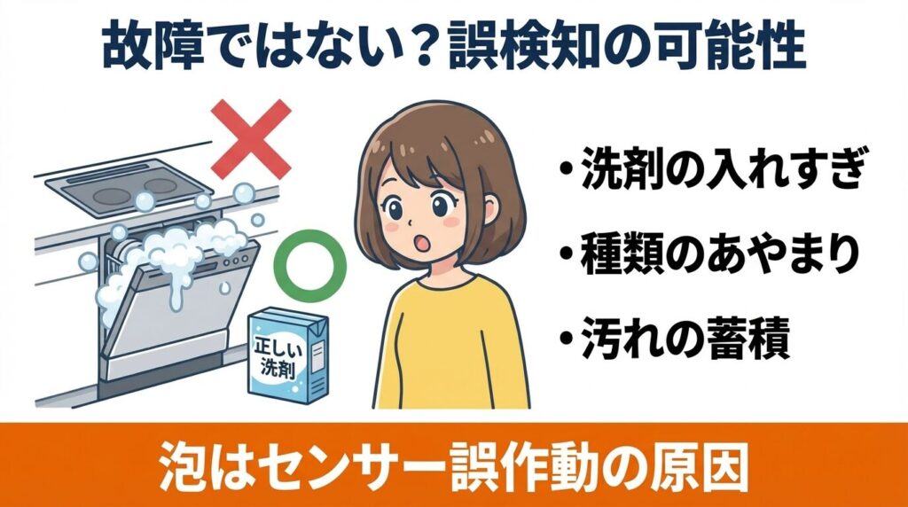 故障ではない？洗剤や汚れによる誤検知の可能性