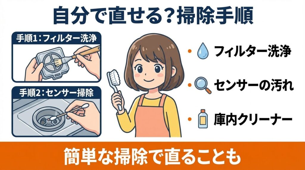 自分で直せる？水位センサーと排水口の掃除手順