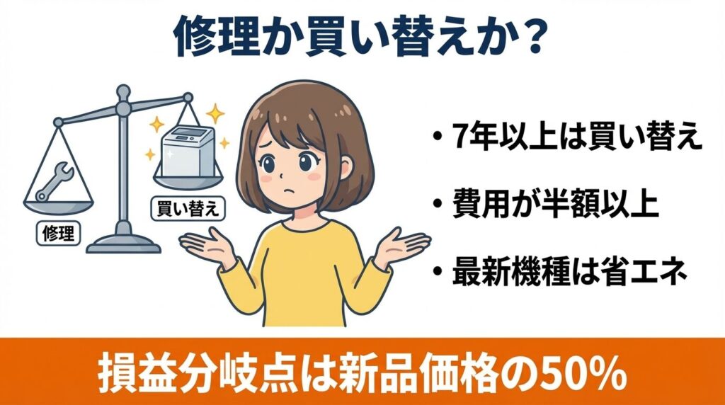 修理か買い替えか？寿命サインと損益分岐点