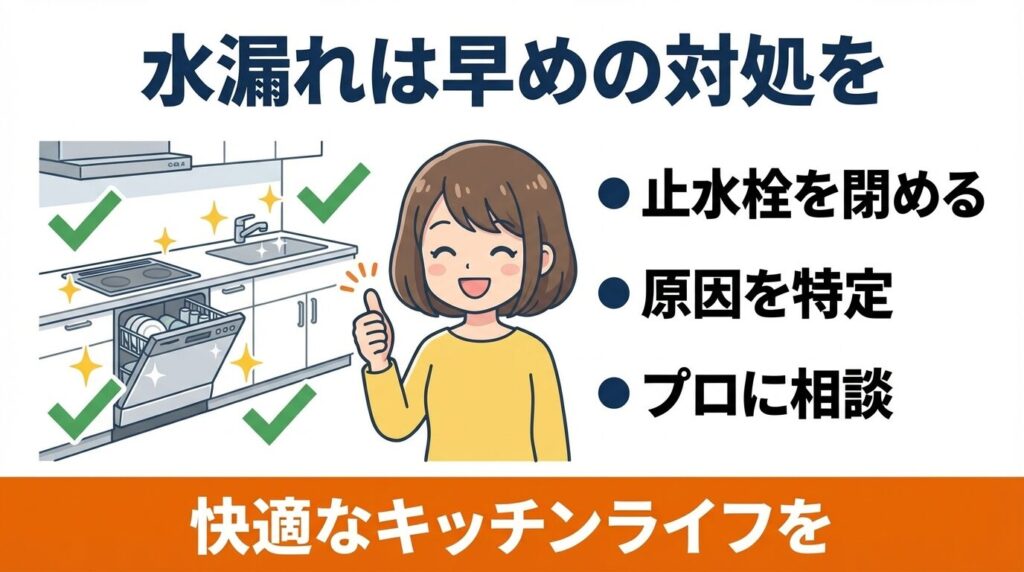 まとめ：パナソニック食洗機の底の水漏れは早めの対処を