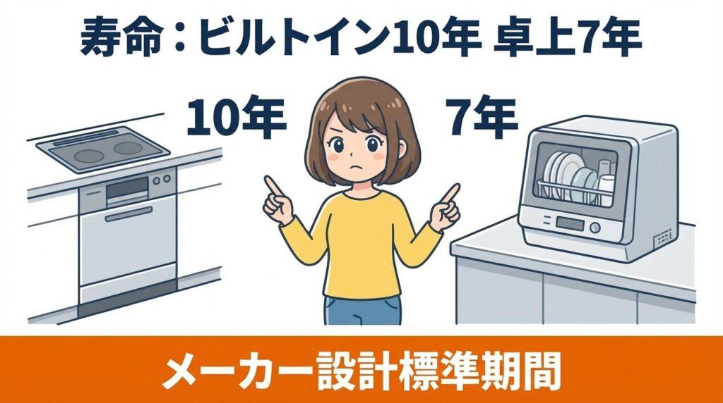 結論：ビルトインは約10年・卓上は約7年が寿命目安